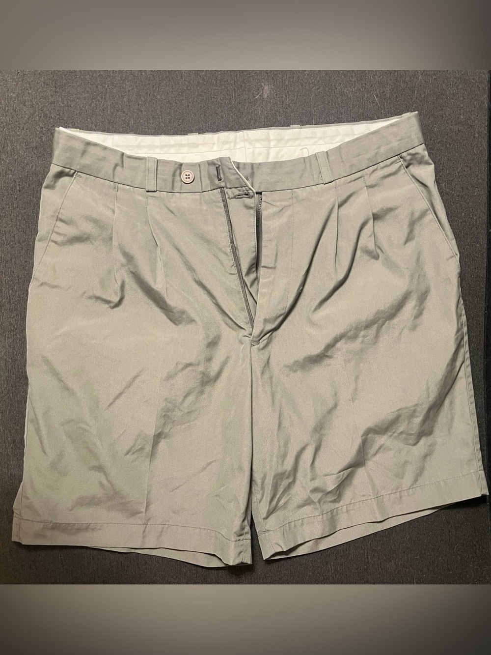 Sage Green Mid Rise Tailored Shorts in